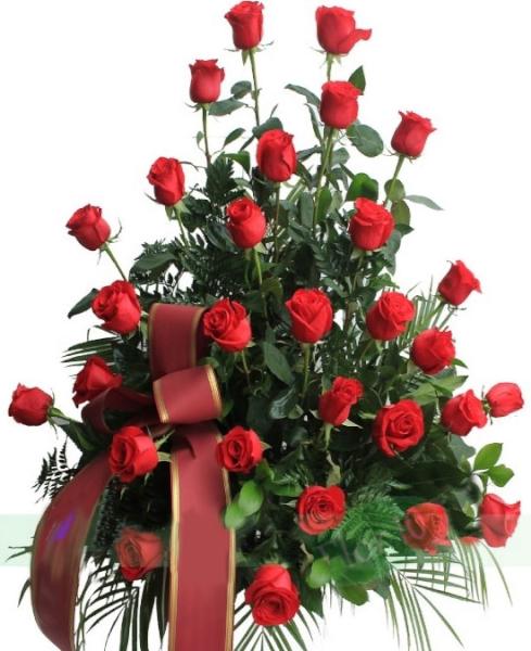 Centro funerario de rosas rojas para Oviedo